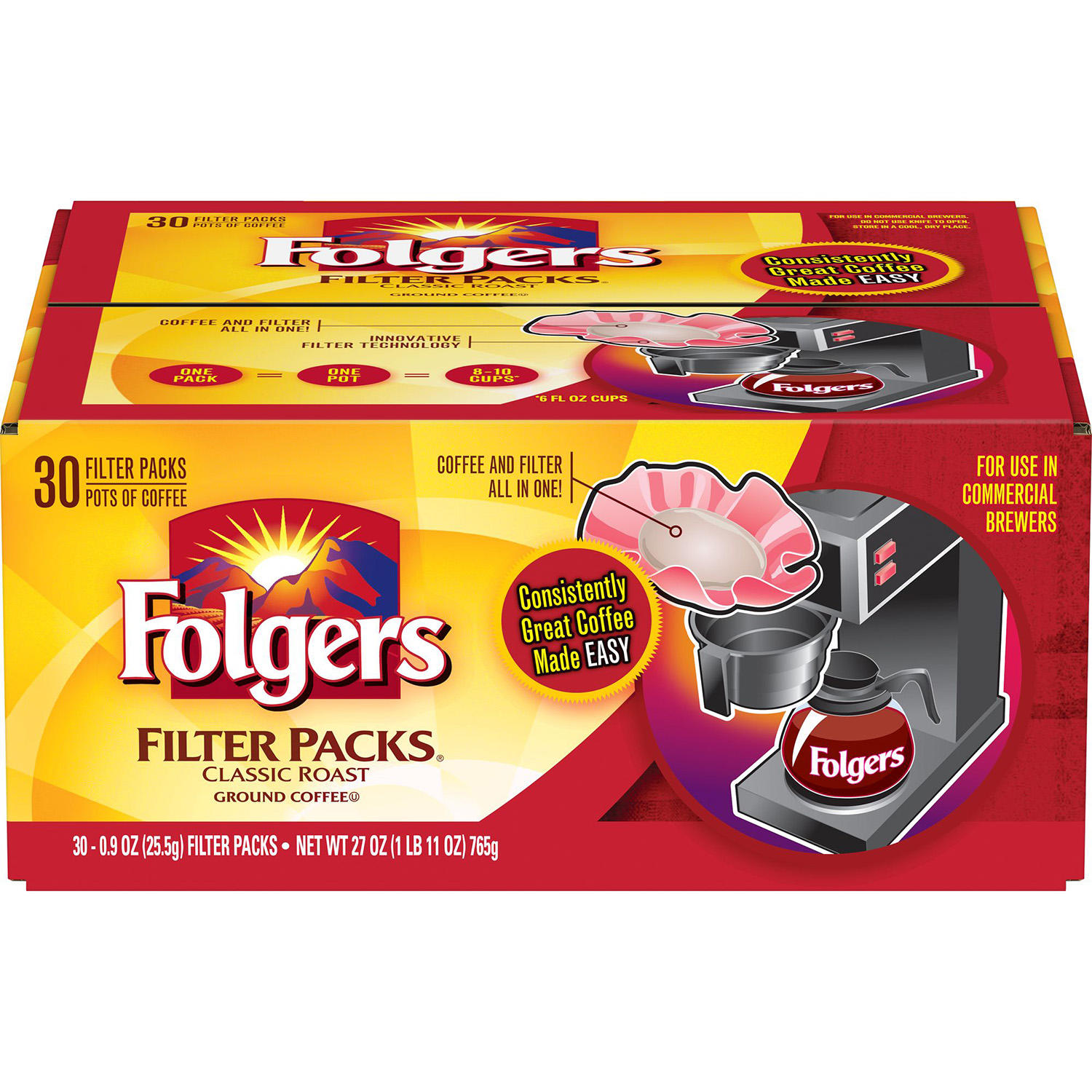 (image for) Folgers Filter Packs Coffee Classic Roast (.9 oz. packs, 30 ct.)