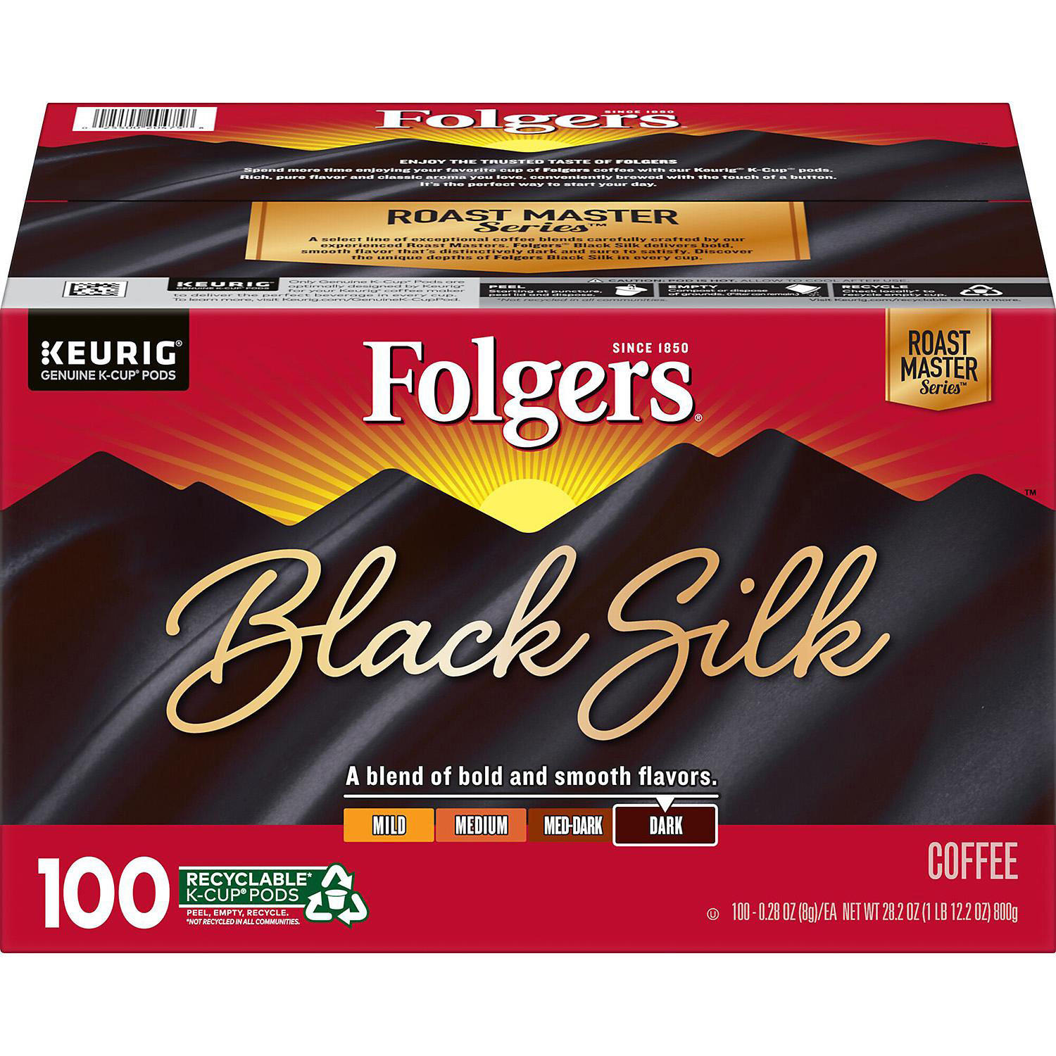 (image for) Folgers Black Silk Coffee K-Cups Dark Roast (100 ct.)