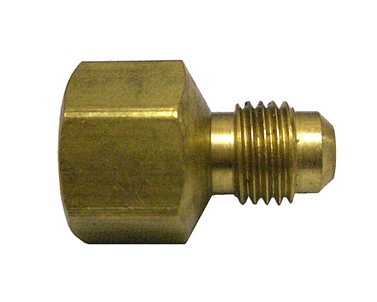 (image for) HHD FFC46 Brass Female Connector 1/4 Male Flare X 3/8 FPT