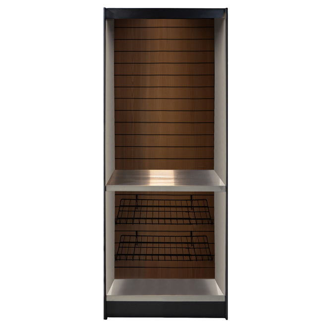 (image for) All State MMS272-KW Micro Market Stand - Walnut Slats
