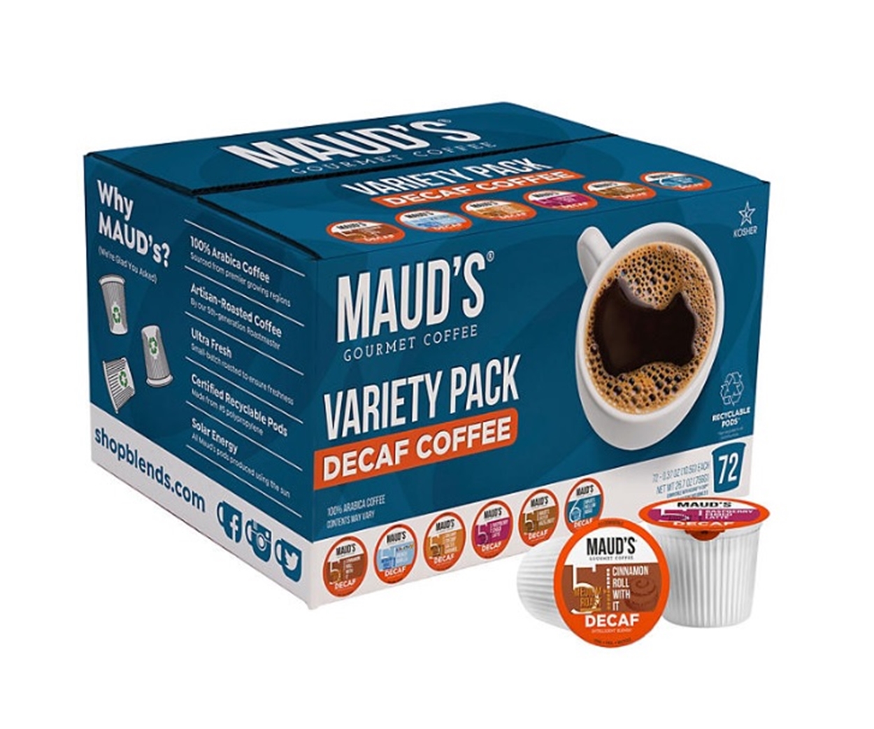 (image for) Maud's Gourmet Decaf Flavored Coffee K-Cup Variety Pack (72 ct)