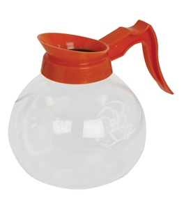 (image for) Newco 100510 12 Cup 64 oz. 1.9L Glass Decanter Orange Handle