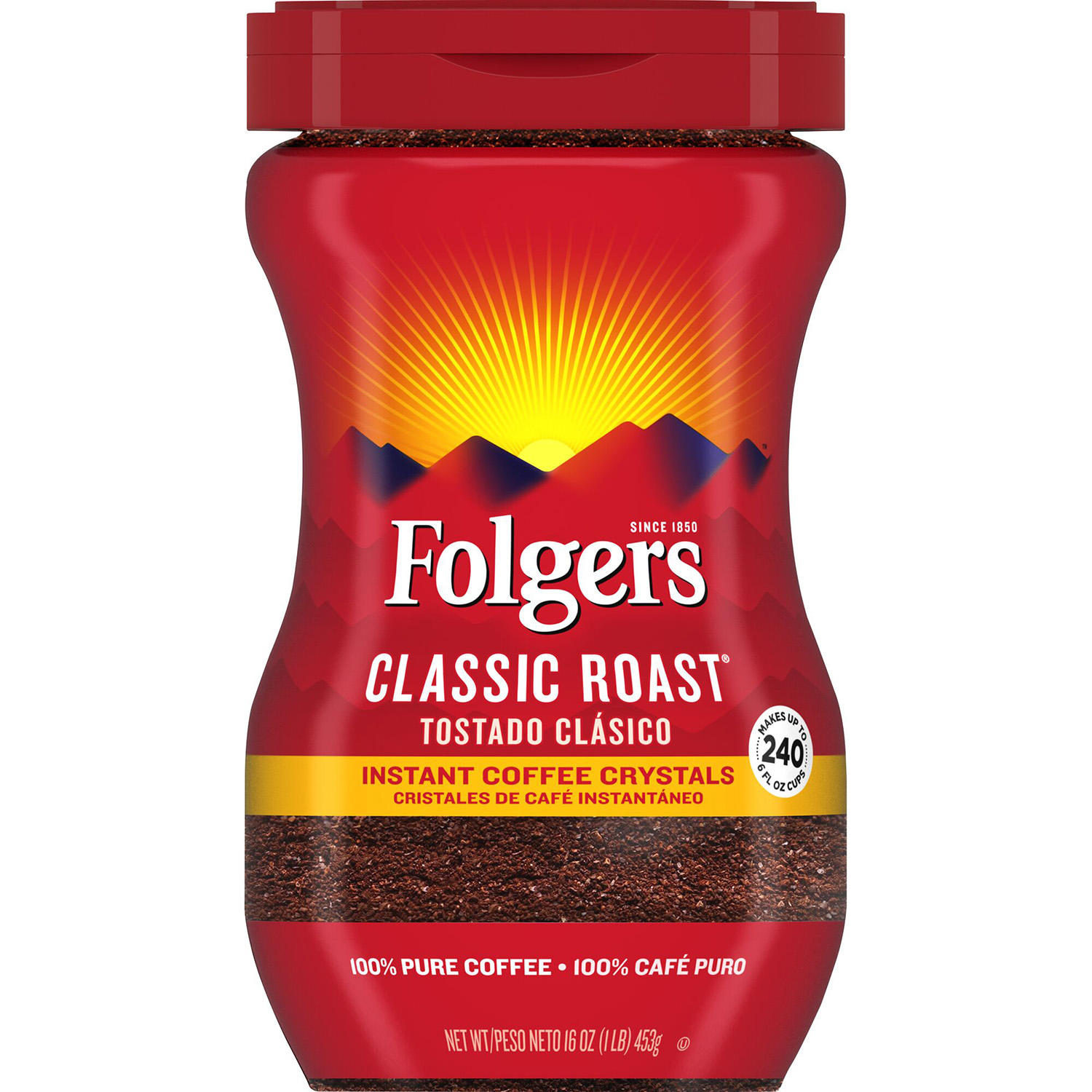 (image for) Folgers Classic Roast Instant Coffee Crystals (16 oz.)